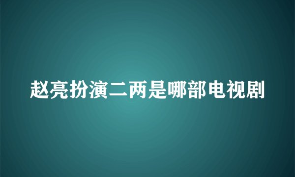 赵亮扮演二两是哪部电视剧