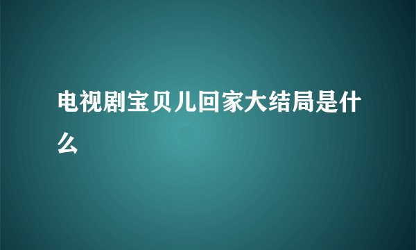电视剧宝贝儿回家大结局是什么