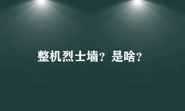 整机烈士墙？是啥？