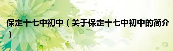 保定十七中初中（关于保定十七中初中的简介）