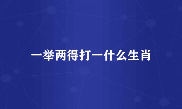 一举两得打一什么生肖
