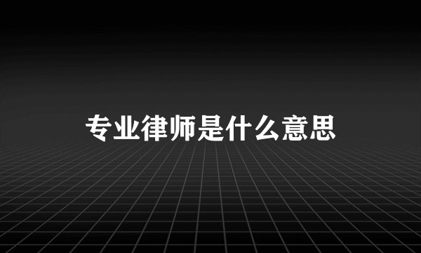 专业律师是什么意思
