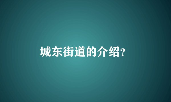 城东街道的介绍？