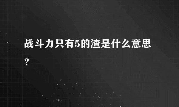 战斗力只有5的渣是什么意思?