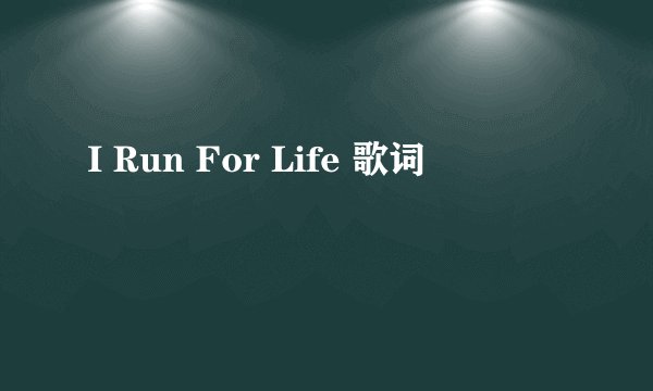I Run For Life 歌词