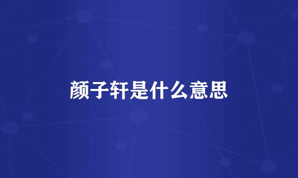 颜子轩是什么意思