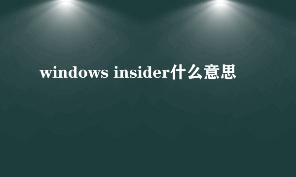 windows insider什么意思