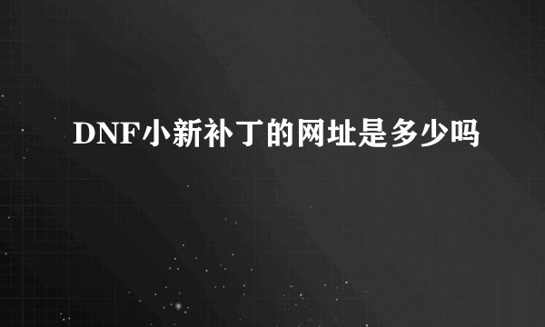 DNF小新补丁的网址是多少吗