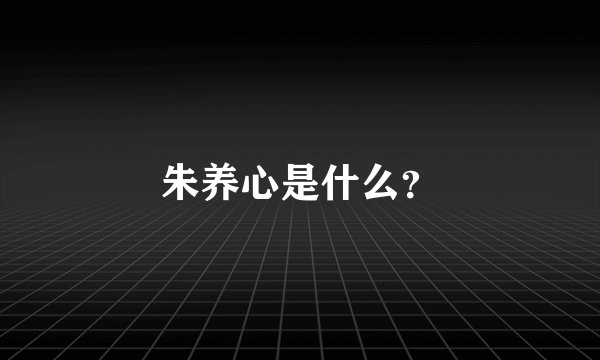 朱养心是什么？