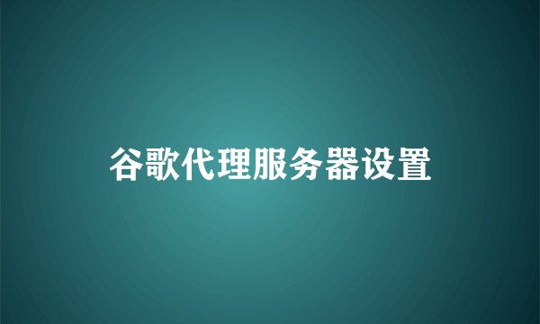 谷歌代理服务器设置