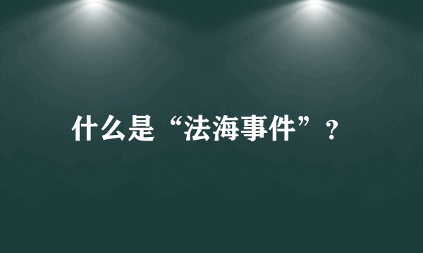 什么是“法海事件”？