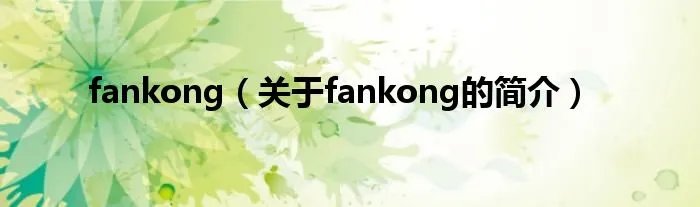 fankong（关于fankong的简介）