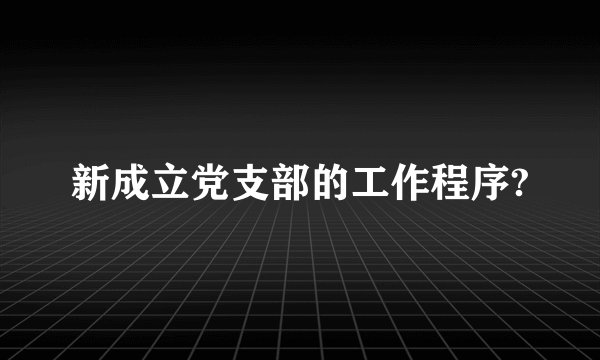 新成立党支部的工作程序?