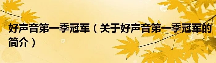 好声音第一季冠军（关于好声音第一季冠军的简介）