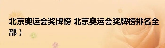 北京奥运会奖牌榜 北京奥运会奖牌榜排名全部）
