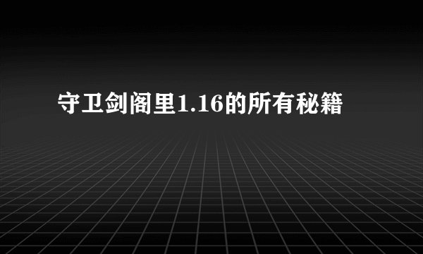 守卫剑阁里1.16的所有秘籍