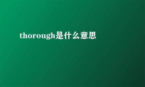 thorough是什么意思