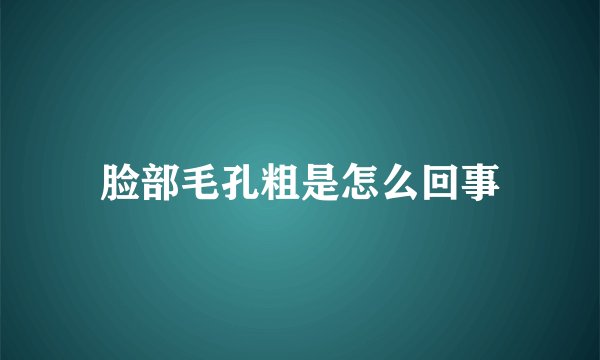 脸部毛孔粗是怎么回事