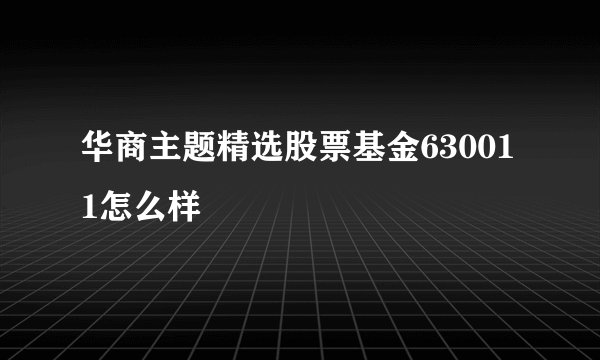 华商主题精选股票基金630011怎么样