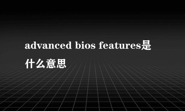 advanced bios features是什么意思