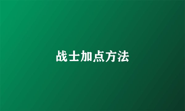 战士加点方法