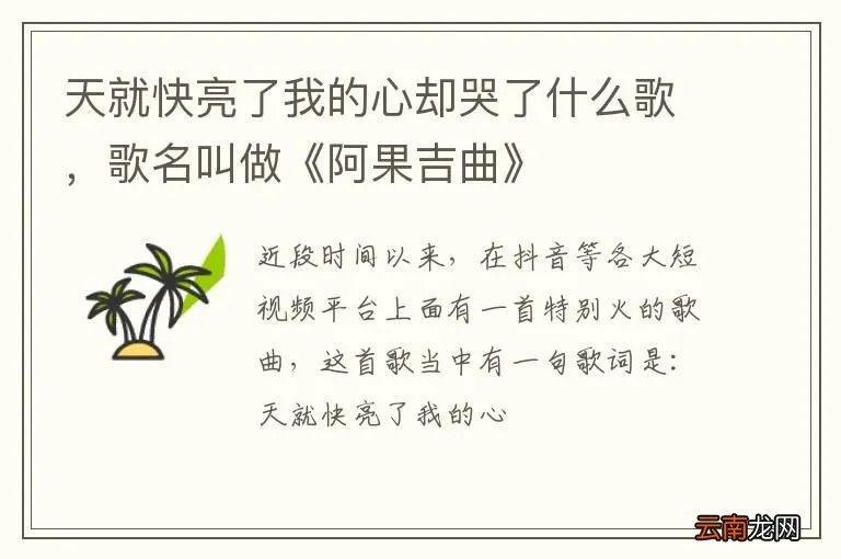 天就快亮了我的心却哭了什么歌，歌名叫做《阿果吉曲》