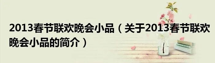 2013春节联欢晚会小品（关于2013春节联欢晚会小品的简介）