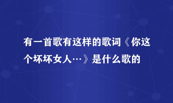 有一首歌有这样的歌词《你这个坏坏女人…》是什么歌的