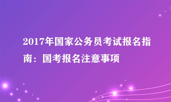 2017年国家公务员考试报名指南：国考报名注意事项