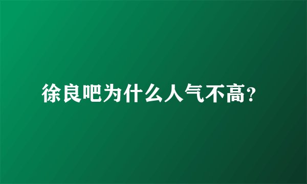 徐良吧为什么人气不高？
