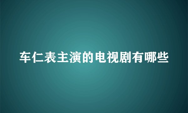 车仁表主演的电视剧有哪些