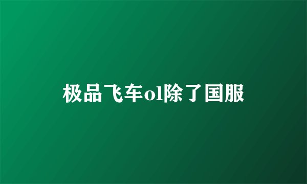 极品飞车ol除了国服