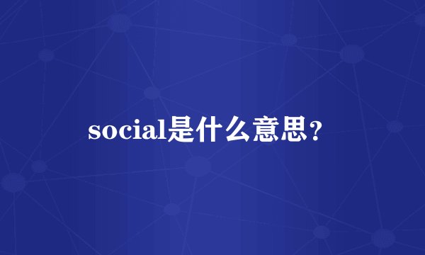social是什么意思？