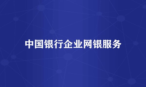 中国银行企业网银服务