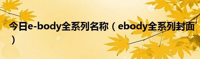 今日e-body全系列名称（ebody全系列封面）