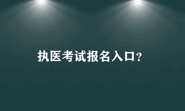 执医考试报名入口？