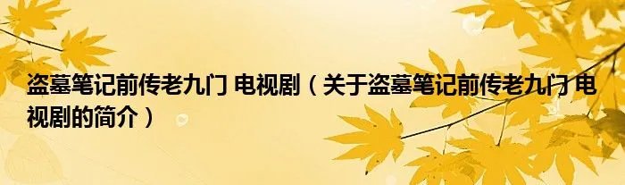盗墓笔记前传老九门 电视剧（关于盗墓笔记前传老九门 电视剧的简介）