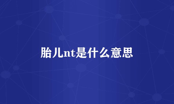 胎儿nt是什么意思