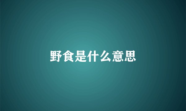 野食是什么意思