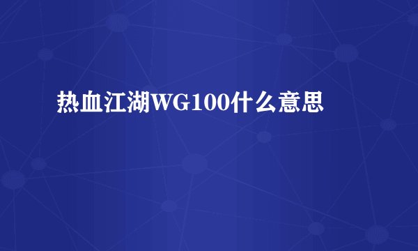 热血江湖WG100什么意思