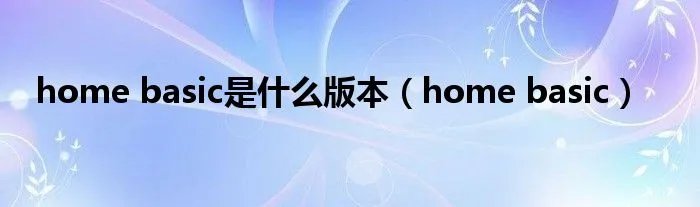 home basic是什么版本（home basic）