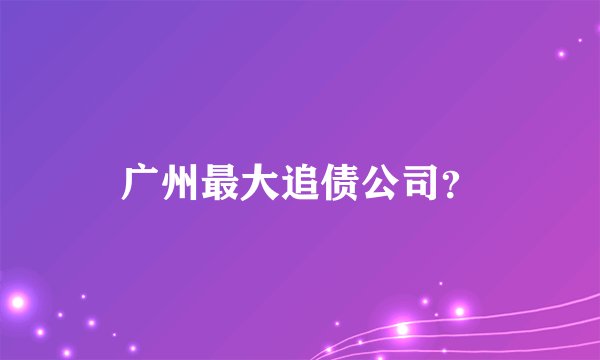 广州最大追债公司？