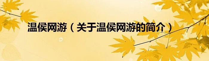 温侯网游（关于温侯网游的简介）
