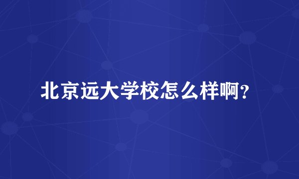 北京远大学校怎么样啊？