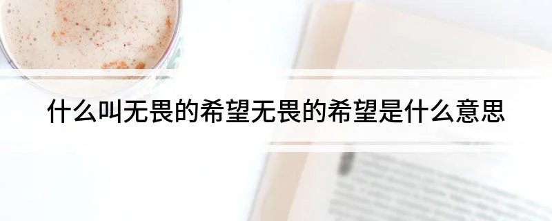 什么叫无畏的希望无畏的希望是什么意思