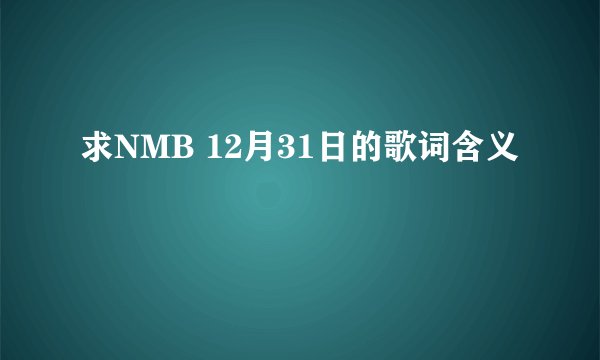 求NMB 12月31日的歌词含义
