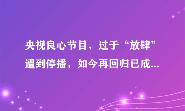 央视良心节目，过于“放肆”遭到停播，如今再回归已成主旋律节目