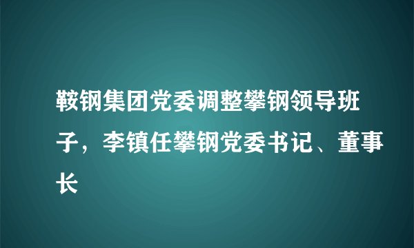 鞍钢集团党委调整攀钢领导班子，李镇任攀钢党委书记、董事长