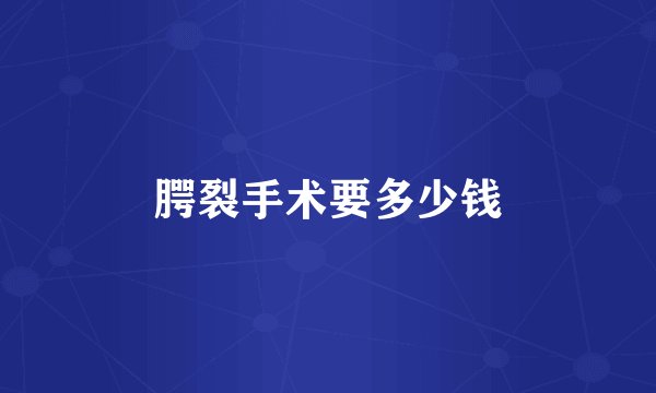 腭裂手术要多少钱