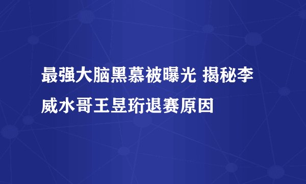 最强大脑黑慕被曝光 揭秘李威水哥王昱珩退赛原因